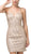 Dancing Queen - 3128 Embellished Deep V-neck Sheath Dress in Gold