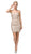 Dancing Queen - 3128 Embellished Deep V-neck Sheath Dress in Gold