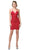 Dancing Queen - 3128 Embellished Deep V-neck Sheath Dress in Red
