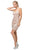 Dancing Queen - 3128 Embellished Deep V-neck Sheath Dress in Pink and Gold