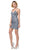 Dancing Queen - 3128 Embellished Deep V-neck Sheath Dress in Blue