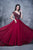 Nina Canacci - 3128 Short Sleeve Illusion Portrait Gown In Red
