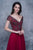 Nina Canacci - 3128 Short Sleeve Illusion Portrait Gown In Red