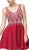 Dancing Queen - 3129 Embellished V-Neck A-Line Cocktail Dress In Red