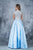 Nina Canacci - 3129 Embellished Illusion Bateau Pleated Ballgown In Blue