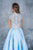 Nina Canacci - 3129 Embellished Illusion Bateau Pleated Ballgown In Blue