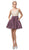 Dancing Queen - 3130 Sleeveless V Neck Beaded Top A-Line Dress In Neutral and Purple