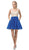 Dancing Queen - 3130 Sleeveless V Neck Beaded Top A-Line Dress In Neutral and Blue