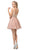 Dancing Queen - 3130 Sleeveless V Neck Beaded Top A-Line Dress In Pink and Gold