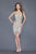 Primavera Couture - 3131 Beaded Fringe V-neck Cocktail Dress in Neutral