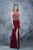 Nina Canacci - 3131 Bedazzled Illusion Halter Sheath Dress In Red and Gold