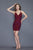Primavera Couture - 3132 Bedazzled Plunging V-neck Fitted Dress in Red