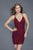 Primavera Couture - 3132 Bedazzled Plunging V-neck Fitted Dress in Red