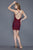 Primavera Couture - 3132 Bedazzled Plunging V-neck Fitted Dress in Red