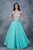 Nina Canacci - 3132 Bejeweled Illusion Scoop A-line Dress In Neutral and Green