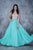 Nina Canacci - 3132 Bejeweled Illusion Scoop A-line Dress In Neutral and Green