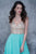 Nina Canacci - 3132 Bejeweled Illusion Scoop A-line Dress In Neutral and Green