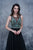 Nina Canacci - 3132 Bejeweled Illusion Scoop A-line Dress In Green and Black