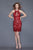 Primavera Couture - 3133 Sequined Halter Neck Fitted Dress in Red