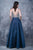 Nina Canacci - 3134 Jewel Decked Plunging A-Line Gown In Blue