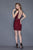 Primavera Couture - 3135 Embellished Deep V-neck Fitted Dress in Red