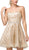 Dancing Queen - 3136 Embellished Strapless Sweetheart A-line Dress in Gold