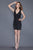 Primavera Couture - 3136 Sequined Plunging V-neck Sheath Dress in Black