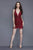 Primavera Couture - 3139 Beaded Deep V-neck Fitted Dress in Red