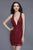 Primavera Couture - 3139 Beaded Deep V-neck Fitted Dress in Red