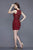 Primavera Couture - 3139 Beaded Deep V-neck Fitted Dress in Red