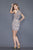Primavera Couture - 3139 Beaded Deep V-neck Fitted Dress in Neutral