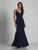 Dave & Johnny - 3139 Plunging Sweetheart Trumpet Gown in Blue