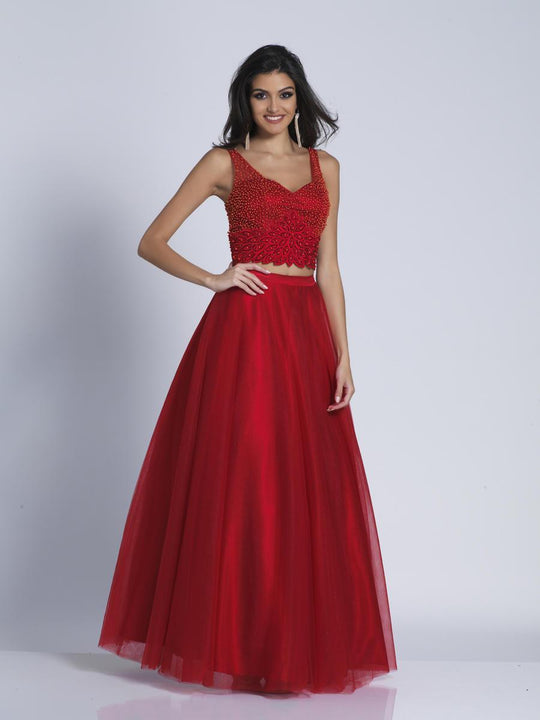 Dave & Johnny - 3140 Two Piece Embellished Ballgown in Red