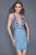 Primavera Couture - 3142 Bedazzled Deep V-neck Fitted Dress in Blue