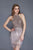 Primavera Couture - 3144 Rhinestone Accented Halter Fitted Dress in Pink