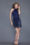 Primavera Couture - 3146 Beaded Halter Fringe Sheath Dress in Blue