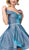 Dancing Queen - 3147 Off-Shoulder Embellished A-line Dress in Blue