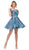 Dancing Queen - 3147 Off-Shoulder Embellished A-line Dress in Blue