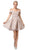 Dancing Queen - 3147 Off-Shoulder Embellished A-line Dress in Pink and Gold