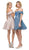 Dancing Queen - 3147 Off-Shoulder Embellished A-line Dress in Blue and Pink
