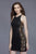 Primavera Couture - 3149 Sequined Rosette Adorned Short Dress in Black