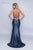 Nina Canacci - 3152 Plunging Crisscrossed Back Glitter Gown In Blue