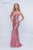 Nina Canacci - 3152 Plunging Crisscrossed Back Glitter Gown In Pink