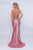 Nina Canacci - 3152 Plunging Crisscrossed Back Glitter Gown In Pink