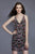 Primavera Couture - 3154 Bead Embellished V Neck Cocktail Dress in Black