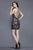 Primavera Couture - 3155 Floral Sequined Plunging Cocktail Dress in Black