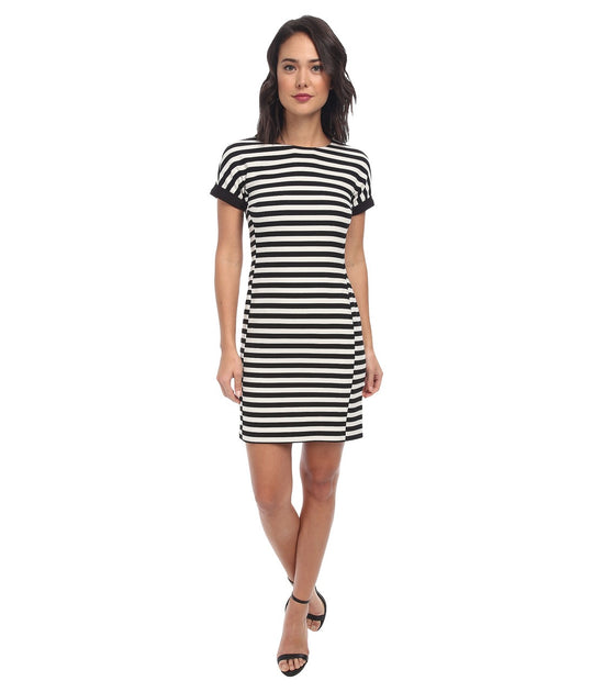 Donna Morgan - D2951M Short Sleeve Easy Bodycon Dress in Black and White