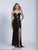 Dave & Johnny - 3157 Plunging Sweetheart Sequined Long Gown in Black