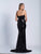 Dave & Johnny - 3157 Plunging Sweetheart Sequined Long Gown in Black