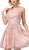 Dancing Queen - 3158 Embroidered Foliage Short A-Line Dress In Pink